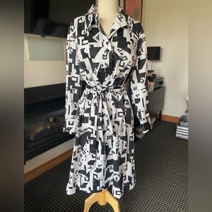 Vintage Lanvin Black and White Belted Dress